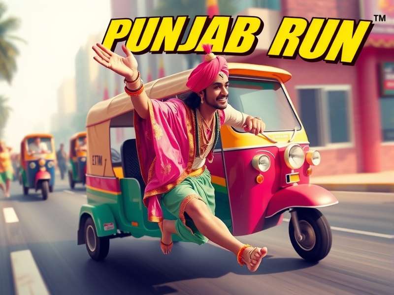 Punjab Turbo Run Game Cover featuring a Bhangra dancer racing a tuk-tuk